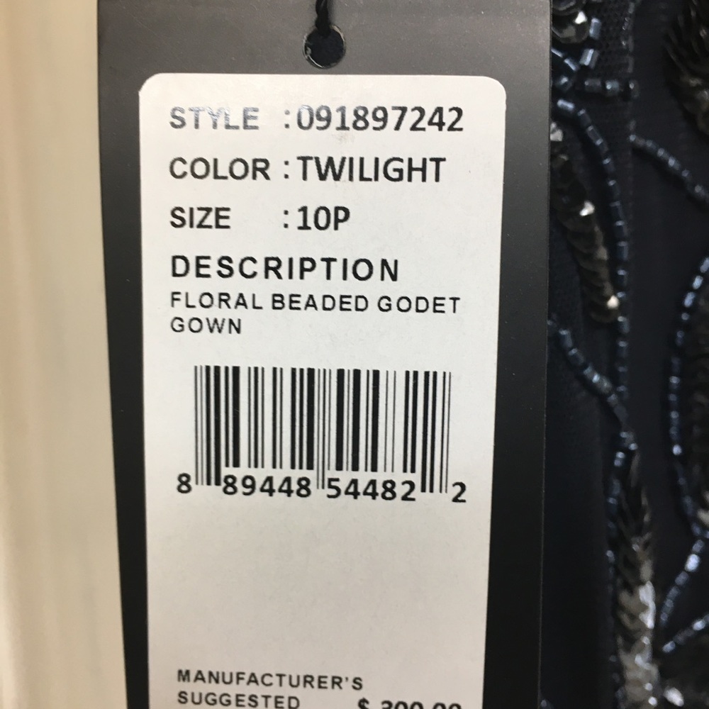 Navy floral beaded gown